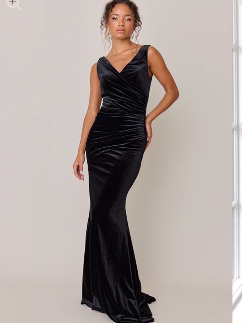Revelry Olive Green Velvet Surplice Maxi Dress